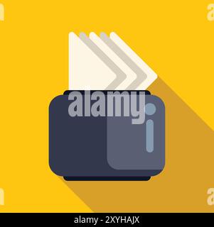 Modern toaster is preparing delicious toasts for breakfast, with a bright yellow background Stock Vector