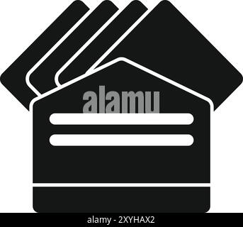 This simple vector icon represents a credit card case containing multiple cards Stock Vector