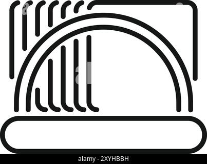 Simple line icon of bread slices in a toaster for breakfast, a small appliance used to toast sliced bread Stock Vector