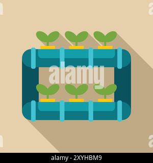 Hydroponic system growing healthy organic vegetables, modern automated greenhouse, innovative agriculture technologies concept Stock Vector
