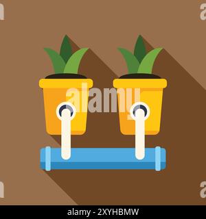 Hydroponics system cultivating plants using mineral nutrient solutions in water, without soil Stock Vector
