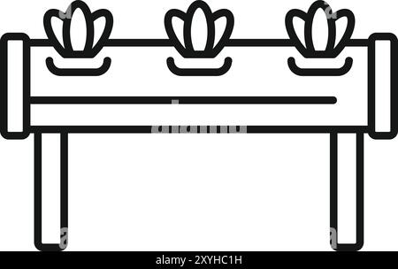 Simple hydroponic system growing three plants using mineral nutrient solutions in water without soil Stock Vector