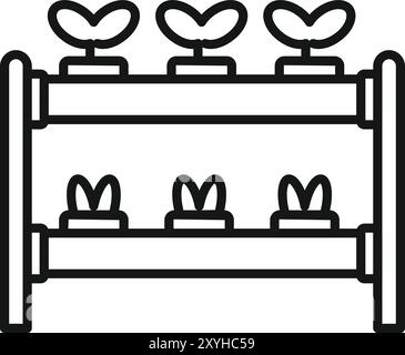 Hydroponic indoor vertical farming system growing plants, using soilless, water based method for agriculture and gardening Stock Vector