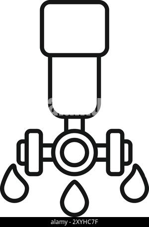 Water filter system icon outline vector, leaking pipes concept linear style sign on white Stock Vector