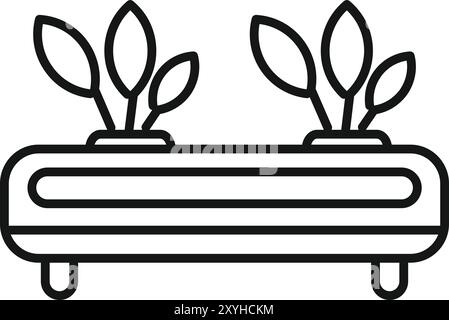 Simple icon of an automated indoor garden system growing a variety of plants Stock Vector