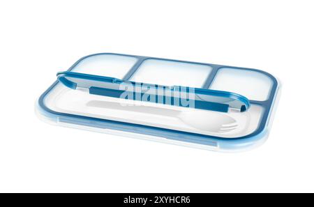 Plastic lid from lunch box isolated on white Stock Photo