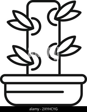 Simple and modern line icon of a bamboo plant growing in a pot, perfect for projects related to nature, gardening, or home decor Stock Vector