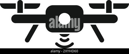 Simple vector icon of a drone sending a signal, featuring a camera and antenna Stock Vector