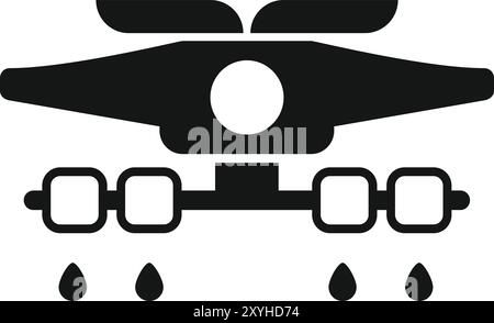 Simple vector icon of a drone spraying a liquid on crops Stock Vector