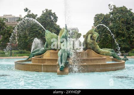 Swann Memorial Fountain in Logan Square at Benjamin Franklin Parkway in downtown Philadelphia PA Stock Photo