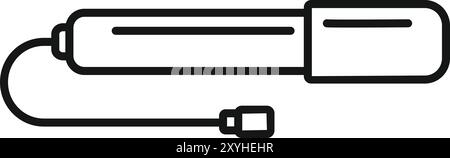 Outline style icon of a bike pump with a flexible hose for easy inflation Stock Vector
