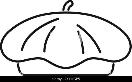 This minimalist line art drawing represents a classic french beret, evoking a sense of parisian style and artistic flair Stock Vector