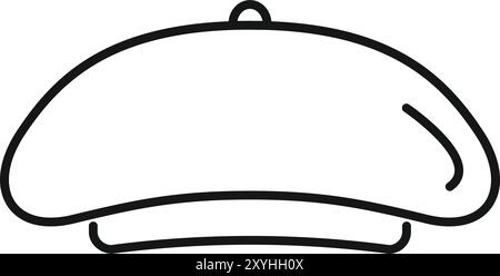 This simple black and white vector illustration depicts a classic french beret, perfect for projects related to fashion or france Stock Vector
