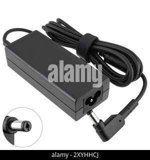 Laptop power adapter, on white background in insulation Stock Photo