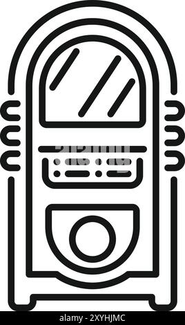 Retro jukebox standing with buttons playing music icon vector outline Stock Vector