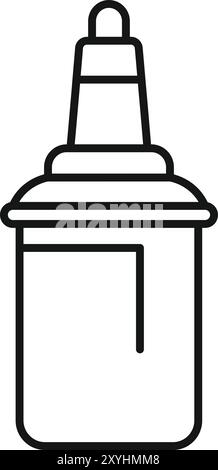 Simple line icon drawing of a cocktail shaker with a conical lid, perfect for representing making cocktails or mocktails Stock Vector