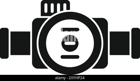 Simple vector icon representing a water meter, an essential device used for measuring water consumption in residential, commercial, and industrial settings Stock Vector