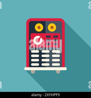 Red welding machine with buttons and knobs casting a shadow on a blue background Stock Vector