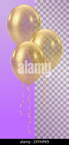 Realistic Gold metallic Heart with falling golden confetti. Vector ...