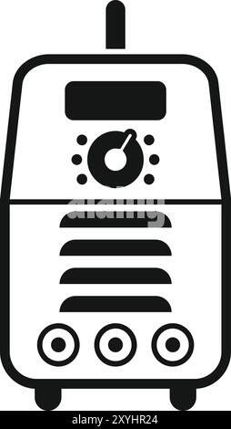 Black welding machine icon representing the process of fusing materials using heat Stock Vector