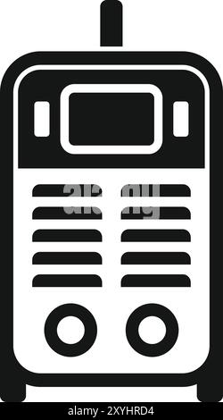 Black glyph icon representing an inverter welding machine, a tool commonly used for metalworking and construction Stock Vector