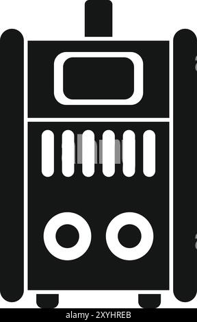 Black glyph icon for inverter welding machine, professional equipment standing on the floor Stock Vector