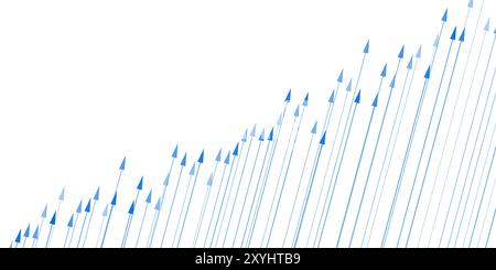 Abstract blue growing financial linear graph chart arrows background. Vector lines tech design Stock Vector