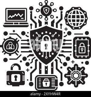 artificial intelligence with Digital security vector design. Stock Vector