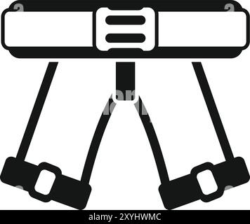Black isolated vector illustration of climbing harness on white background Stock Vector