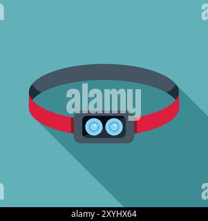 Elastic headlamp with two light bulbs for lighting in the dark while hiking or camping Stock Vector