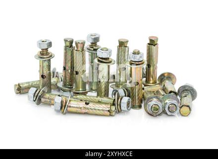 Concrete anchor bolt high strength on white background Stock Photo