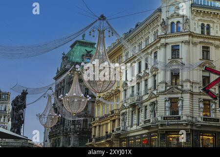 Christmas lights in the Graben pedestrian zone, Vienna, Austria, Europe Stock Photo