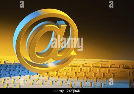 The @ sign on the computer keyboard Stock Photo