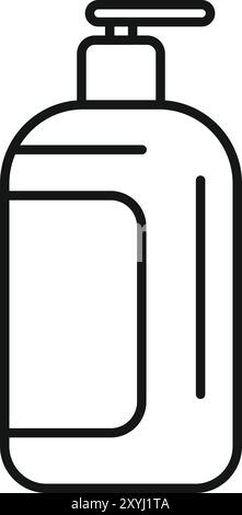 Simple black and white icon of a dispenser bottle for liquid soap, shampoo or shower gel Stock Vector