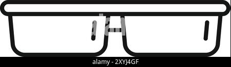 Simple icon of eyeglasses with wide rounded frame protecting eyes from sun ultraviolet radiation Stock Vector