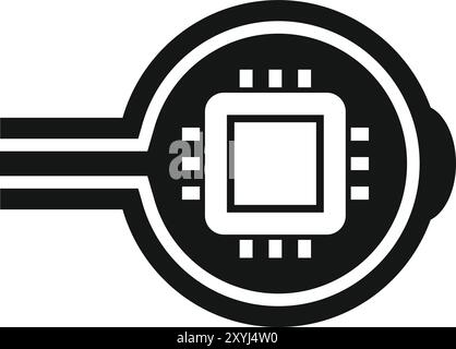 Electronic eye with microchip is scanning and processing data, concept of cyber technology and artificial intelligence Stock Vector