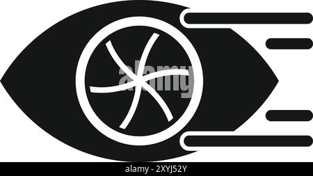 Simple vector icon of a human eye with rotating blades showing fast processing speed Stock Vector
