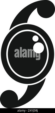Simple vector icon of a seahorse designed in black and white, resembling number six Stock Vector