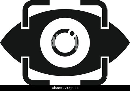 Eye tracking system focusing on retina icon in simple style isolated on white background Stock Vector