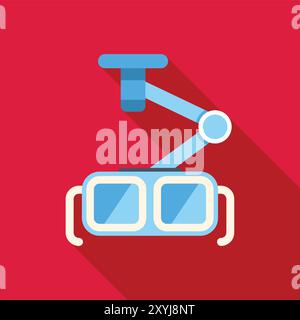 Medical lamp providing light during surgery, vector illustration in flat style with long shadow Stock Vector