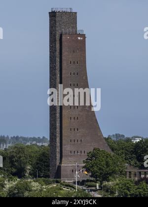 There are visitors on the tower of the naval memorial in Laboe, northern Germany Stock Photo