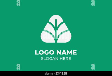 Logo Leaf symbols and Triangle shape. Template design Nature, tree, go green and growth concept with icon. Editable file Stock Vector