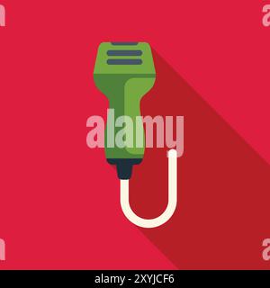 Green ultrasound transducer probe performing a medical scan procedure, healthcare and diagnostics concept Stock Vector