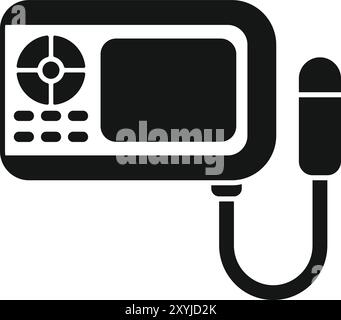 Simple vector icon of an echo sounder showing fish location, great for fishing gear and technology related designs Stock Vector