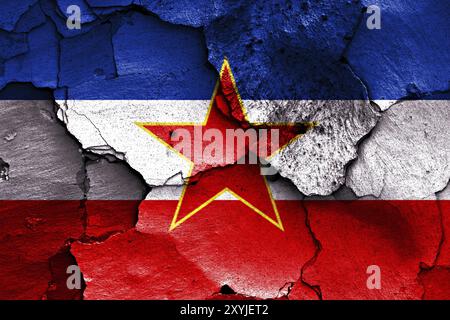 Flag of Yugoslavia painted on cracked wall Stock Photo