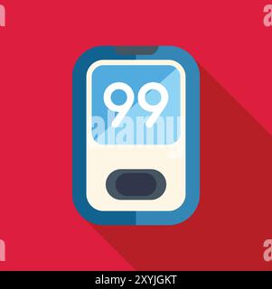 Glucometer showing a blood sugar level of 99, indicating a normal and healthy range Stock Vector