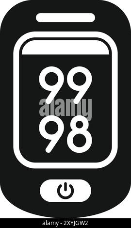 Glyph icon illustration of a smartphone showing 99 98 percent charged battery Stock Vector