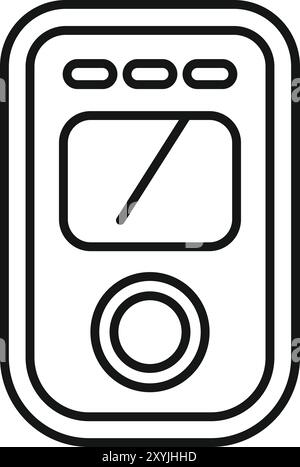 Simple line icon of a digital glucometer, a device used to measure blood sugar levels, essential for diabetes management Stock Vector