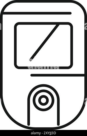 Simple outline illustration of a glucometer with a display showing the blood glucose level Stock Vector