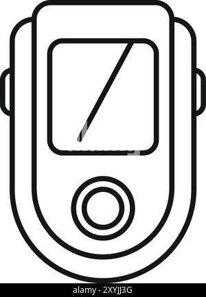 Line drawing of a dive computer displaying data, essential for safe underwater exploration and monitoring dive parameters Stock Vector